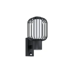 Eglo Vägglampa Ravello Stål Svart | IP44 - Passande för 1x E27 - Rörelsesensor