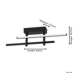 Eglo Vägglampa Trepiliano Aluminium Stål Svart 12W 1450lm - 830 Varm Vit