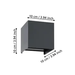 Eglo Vägglampa Valmontone Aluminium Svart 15W 400lm - 830 Varm Vit