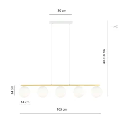 Emibig Pendellampa Allora Stål Vit | Passande för 5x E14 - Max 10W