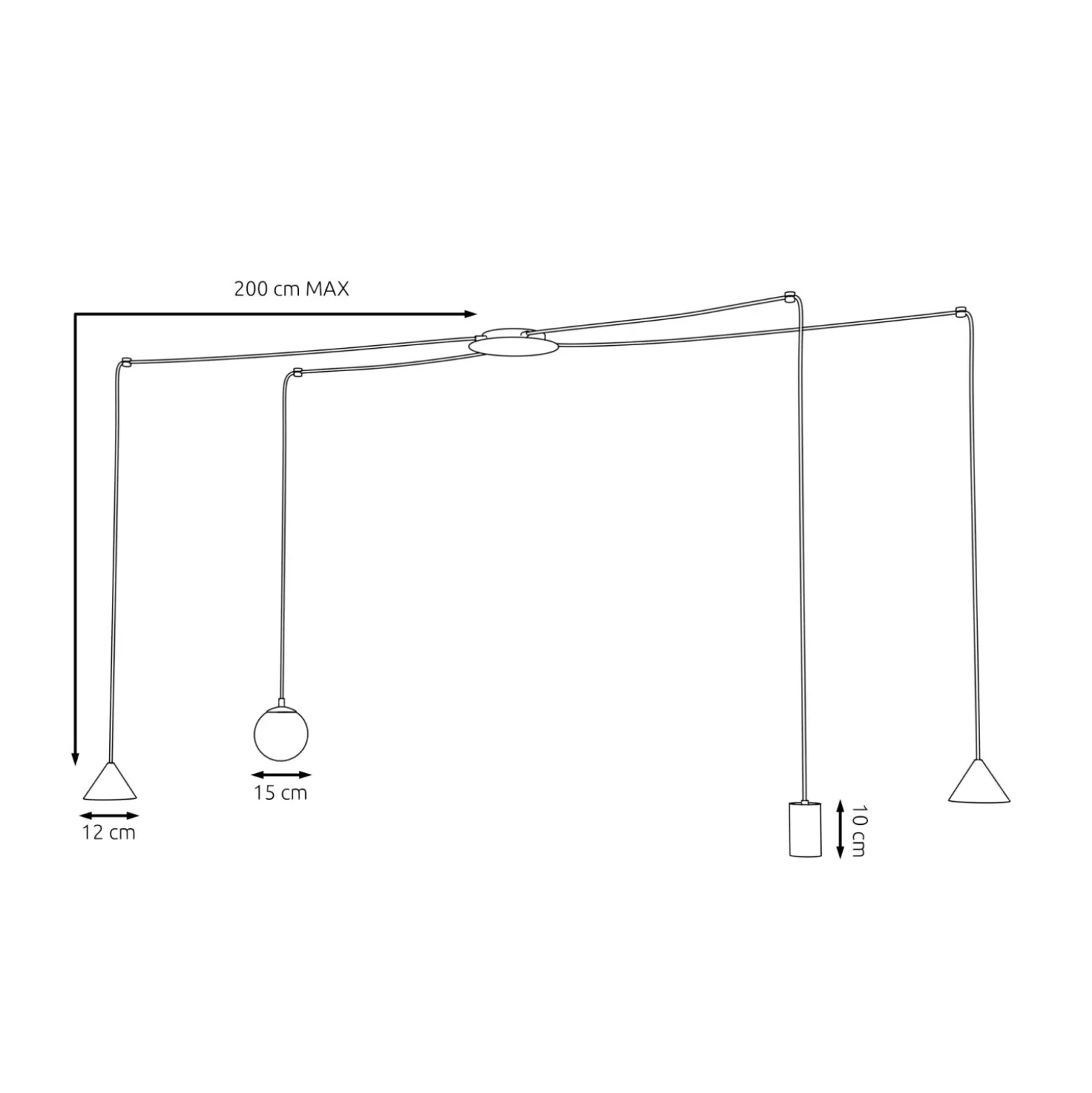 Emibig Pendellampa Fuji Stål Svart | Passande för 1x E14 - Max 10W, 1x GU10 - Max 10W, 2x GX53 - Max 10W