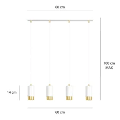 Emibig Pendellampa Fumiko Stål Vit | Passande för 4x GU10 - Max 10W