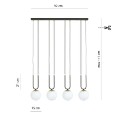 Emibig Pendellampa Glam Stål Svart | Passande för 4x E14 - Max 10W