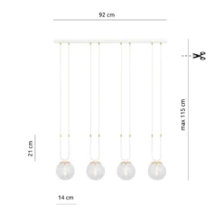 Emibig Pendellampa Glam Stål Vit | Passande för 4x E14 - Max 10W