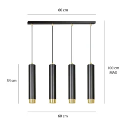 Emibig Pendellampa Kibo Stål Svart | Passande för 4x GU10 - Max 10W