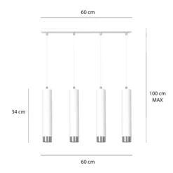 Emibig Pendellampa Kibo Stål Vit | Passande för 4x GU10 - Max 10W