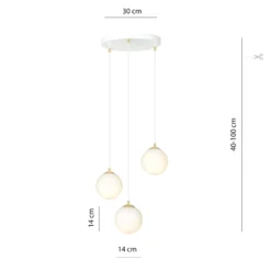 Emibig Pendellampa Royal Stål Vit | Passande för 3x E14 - Max 10W