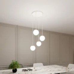 Emibig Pendellampa Royal Stål Vit | Passande för 4x E14 - Max 10W