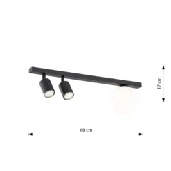 Emibig Taklampa Baster Stål Svart | Passande för 2x GU10 - Max 8W, 1x E14 - Max 10W