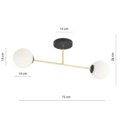 Emibig Taklampa Magnum Stål Svart | Passande för 2x E14 - Max 10W