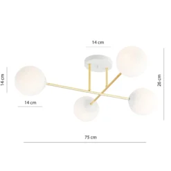 Emibig Taklampa Magnum Stål Vit | Passande för 4x E14 - Max 10W