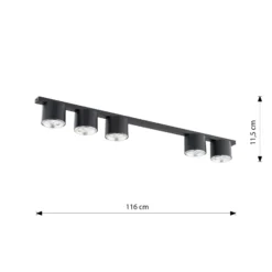 Emibig Taklampa Nano Stål Svart | Passande för 5x GU10 (AR111) - Max 12W