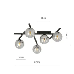 Emibig Taklampa Smart Stål Svart | Passande för 5x E14 - Max 10W