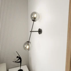 Emibig Vägglampa Linjär Stål Svart | Passande för 2x E14 - Max 10W