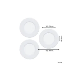 Flerpack 3x Eglo Infälld Spot Fueva 6 Plast Vit 11.1W 1350lm - 827-840-865 CCT
