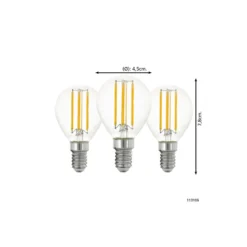 Flerpack 3x Eglo LED Boll E14 Filament Klar 21W 806lm - 827 Extra Varm Vit | Ersättare 60W