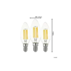 Flerpack 3x Eglo LED Kronljus E14 Filament Klar 21W 806lm - 827 Extra Varm Vit | Ersättare 60W