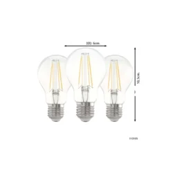 Flerpack 3x Eglo LED Päron E27 Filament Klar 21W 806lm - 827 Extra Varm Vit | Ersättare 60W