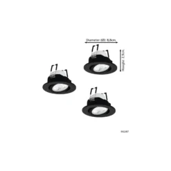 Flerpack 3x Eglo LED Spot Saliceto-Z Aluminium Svart 4.7W 440lm - 827-865 Justerbar Vit + RGB | 88mm - Utskärning 68mm - IP20 - Zigbee Dimbar