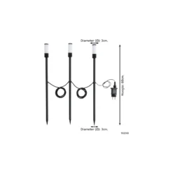 Flerpack 3x Eglo Spik Ljus Zancaro 1 Aluminium Svart 1W 130lm - 830 Varm Vit | IP44