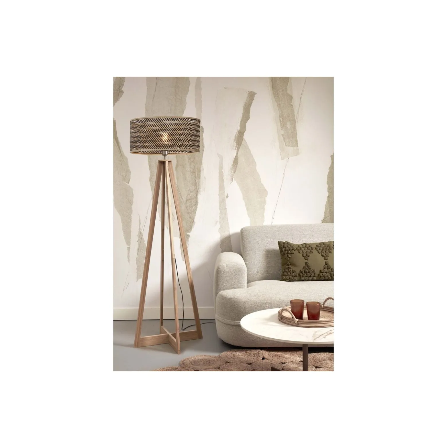 Good&Mojo Golvlampa Java Bambu Brun | Passande för 1x E27