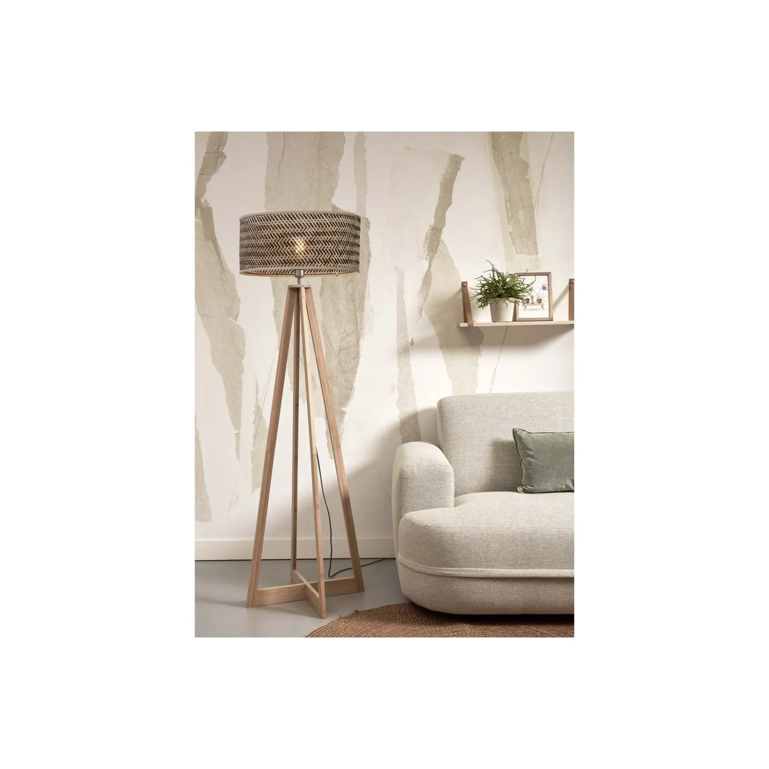 Good&Mojo Golvlampa Java Bambu Brun | Passande för 1x E27