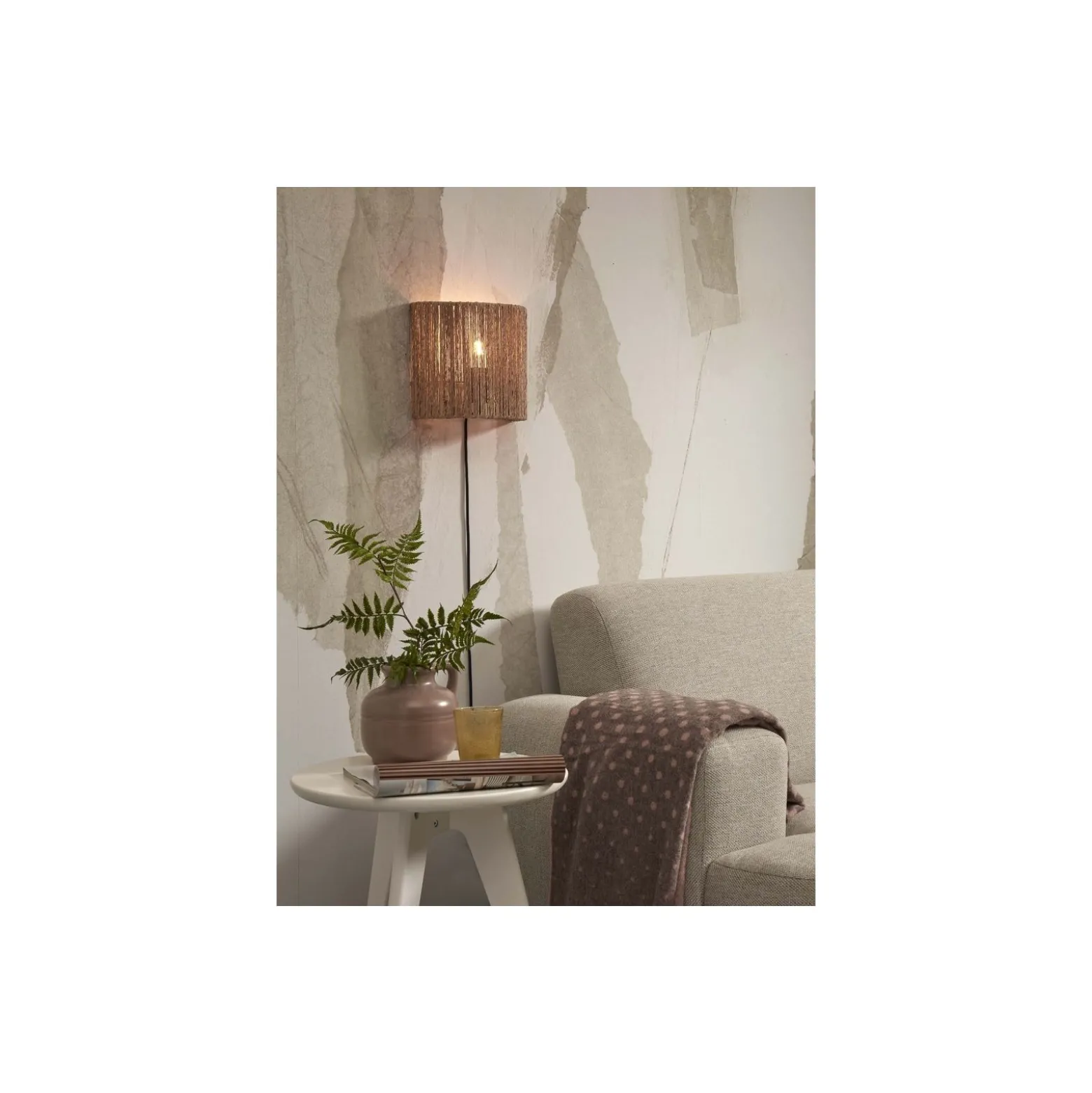 Good&Mojo Vägglampa Iguazu Jute Brun S | Passande för 1x E27