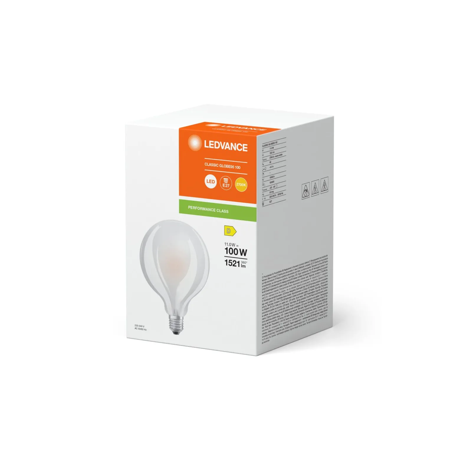 Ledvance Classic LED E27 Globe Filament Matt 11W 1521lm - 827 Extra Varm Vit | Ersättare 100W