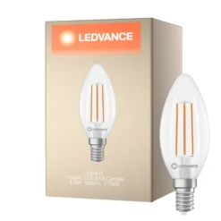 Ledvance Classic LED E14 Kronljus Filament Klar 3.8W 806lm - 827 Extra Varm Vit | Ersättare 60W