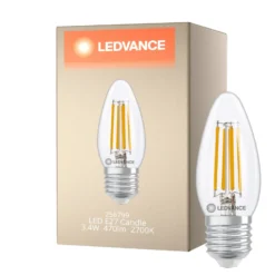 Ledvance Classic LED E27 Kronljus Filament Klar 3.4W 470lm - 827 Extra Varm Vit | Dimbar - Ersättare 40W