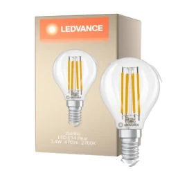 Ledvance Classic LED E14 Päron Filament Klar 3.4W 470lm - 827 Extra Varm Vit | Dimbar - Ersättare 40W