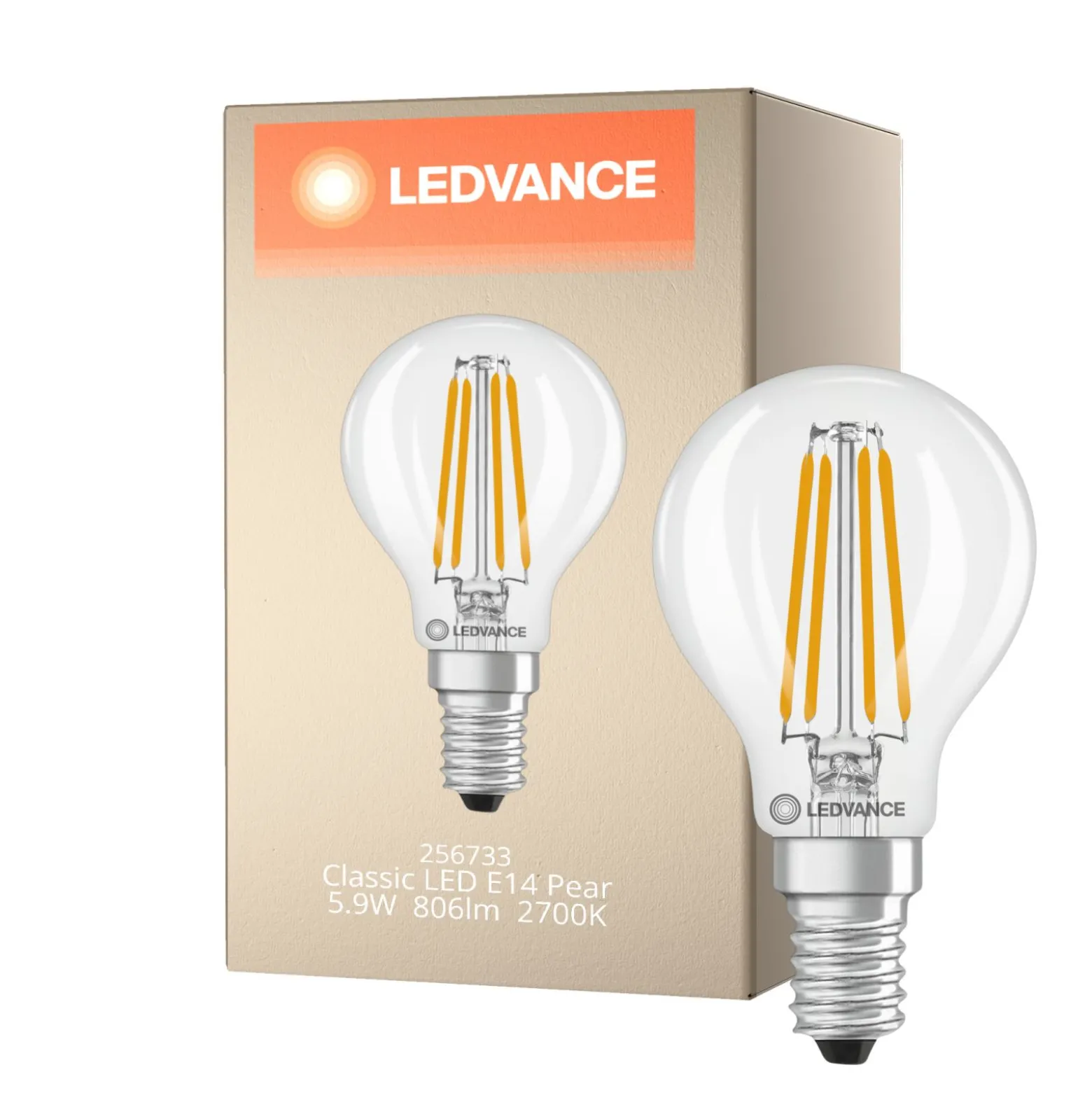 Ledvance Classic LED E14 Päron Filament Klar 5.9W 806lm - 827 Extra Varm Vit | Ersättare 60W
