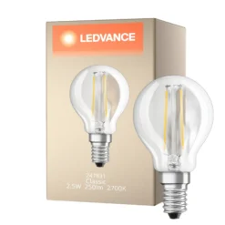 Ledvance Classic LED E14 Päron Filament Klar 2.5W 250lm - 827 Extra Varm Vit | Ersättare 25W