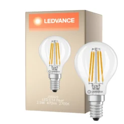 Ledvance Classic LED E14 Päron Filament Klar 2.5W 470lm - 827 Extra Varm Vit | Dimbar - Ersättare 40W