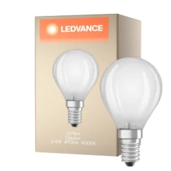 Ledvance Classic LED E14 Päron Filament Matt 3.4W 470lm - 940 Cool white | Bästa färgåtergivning - Dimbar - Ersättare 40W