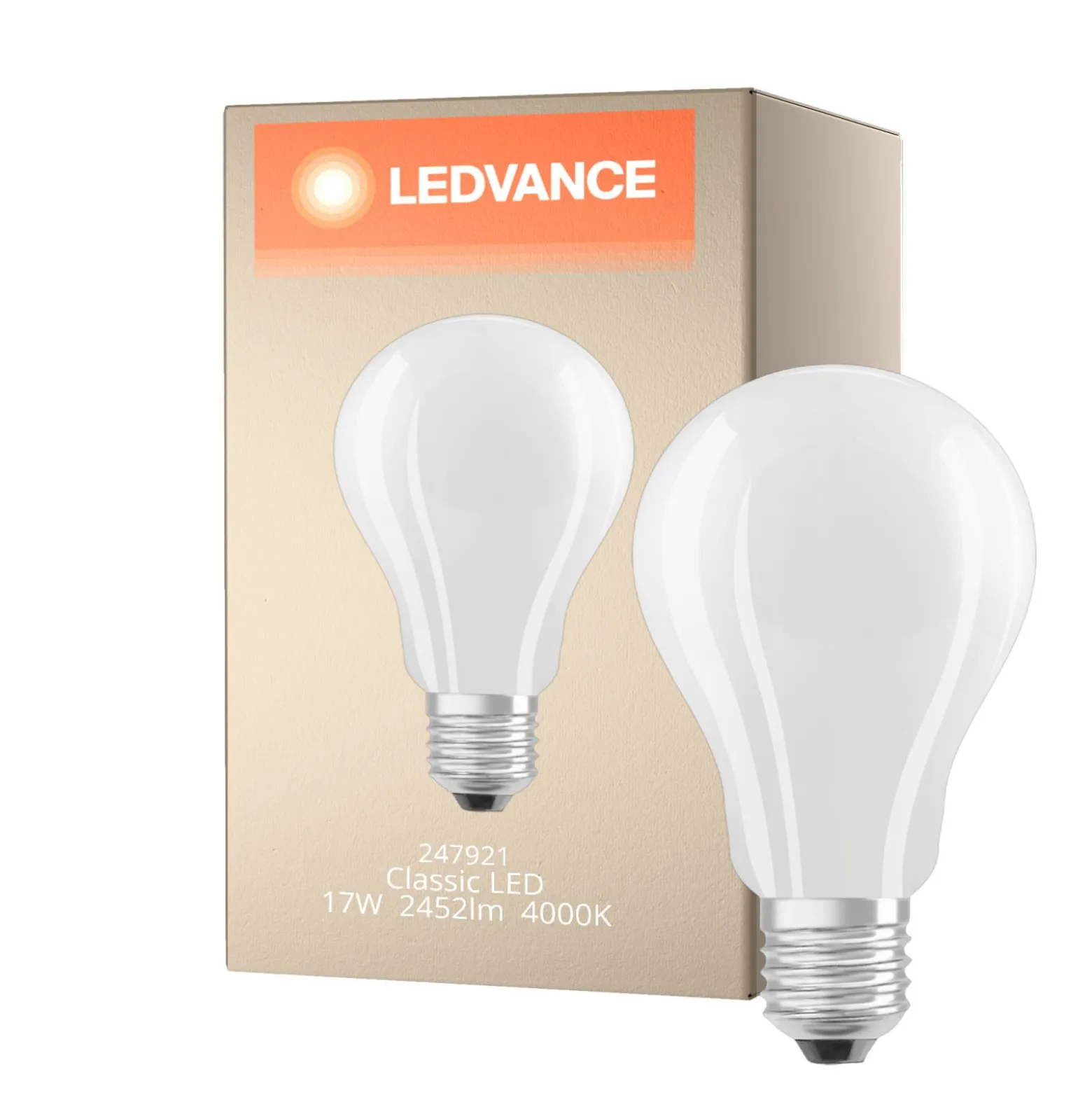 Ledvance Classic LED E27 Päron Filament Matt 17W 2452lm - 840 Kallvit | Ersättare 150W