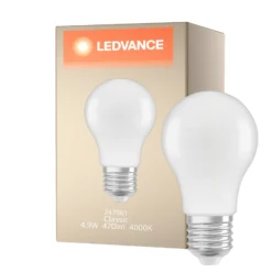 Ledvance Classic LED E27 Päron Matt 4.9W 470lm - 840 Kallvit | Ersättare 40W