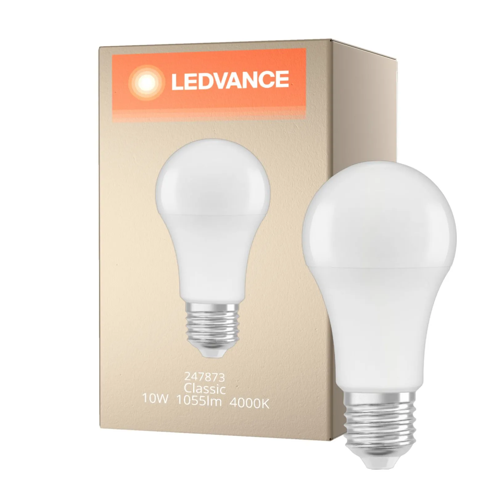 Ledvance Classic LED E27 Päron Matt 10W 1055lm - 840 Kallvit | Ersättare 75W