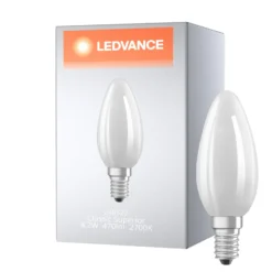 Ledvance Classic Superior LED Lampa E14 Kronljus Filament Matt 4.2W 470lm - 927 Extra Varm Vit | Bästa färgåtergivning - Dimbar - Ersättare 40W