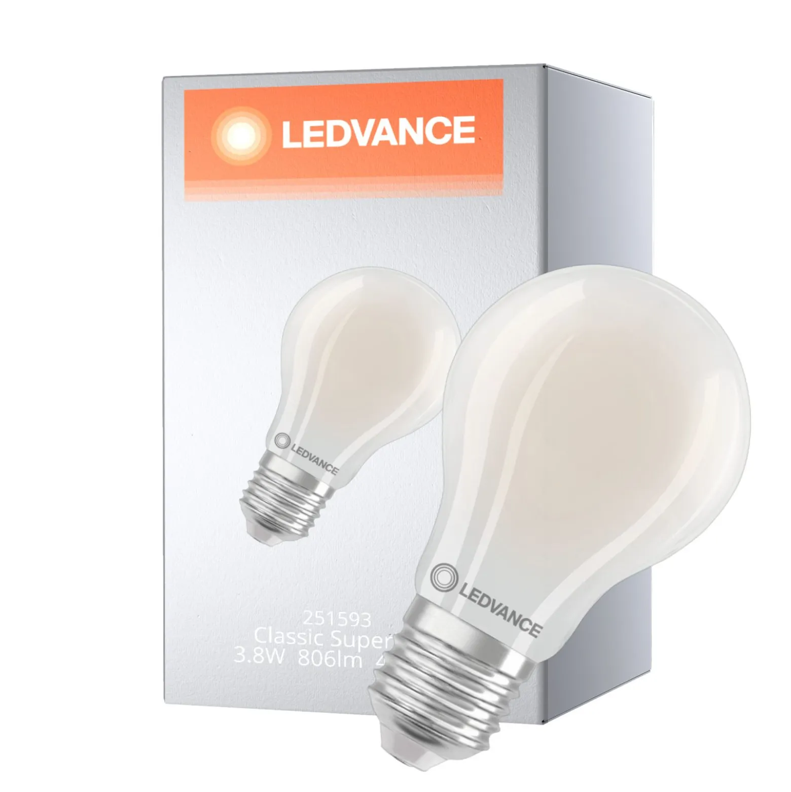 Ledvance Classic Superior LED Lampa E27 Päron Filament Matt 3.8W 806lm - 840 Kallvit | Ersättare 60W