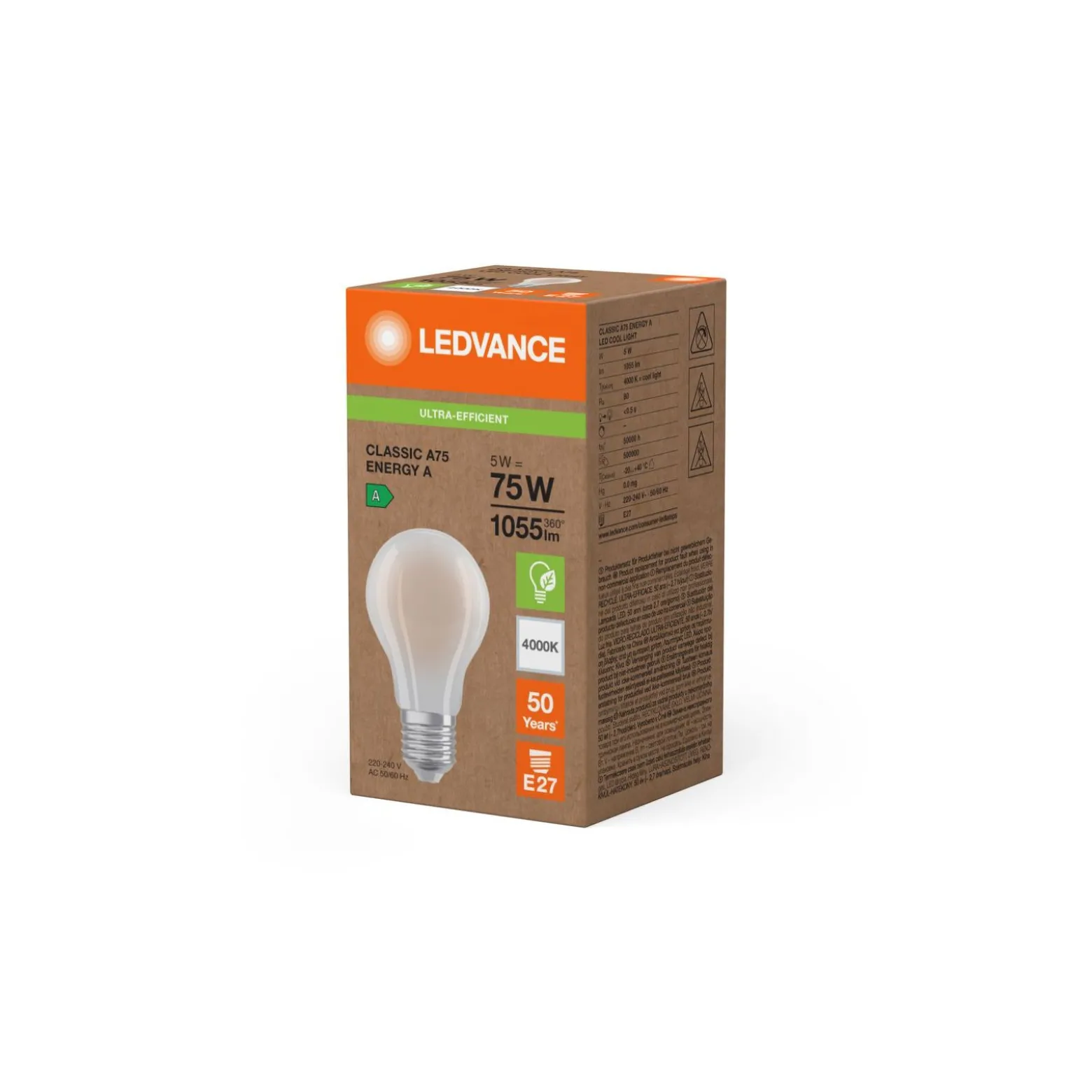 Ledvance Classic Superior LED Lampa E27 Päron Filament Matt 5W 1055lm - 840 Kallvit | Ersättare 75W