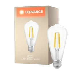 Ledvance Filament LED E27 Päron Klar 3.8W 806lm - 830 Varm Vit | Ersättare 60W
