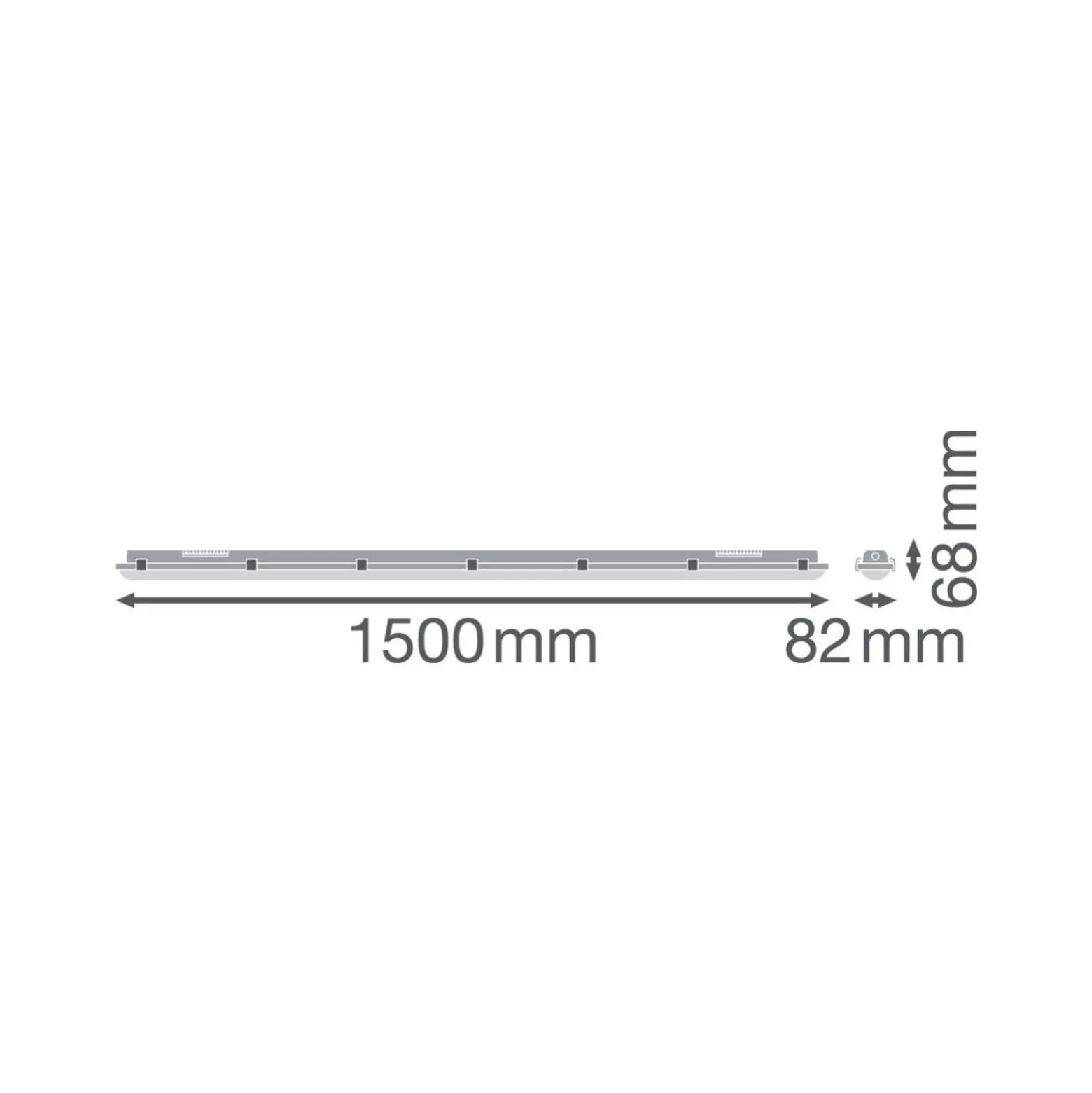 Ledvance LED Allmänbruksarmatur Vattentät Fukttät 5x Kabelgenomföring 81W 11000lm - 840 Kallvit | 150cm - Ersättare 2x58W