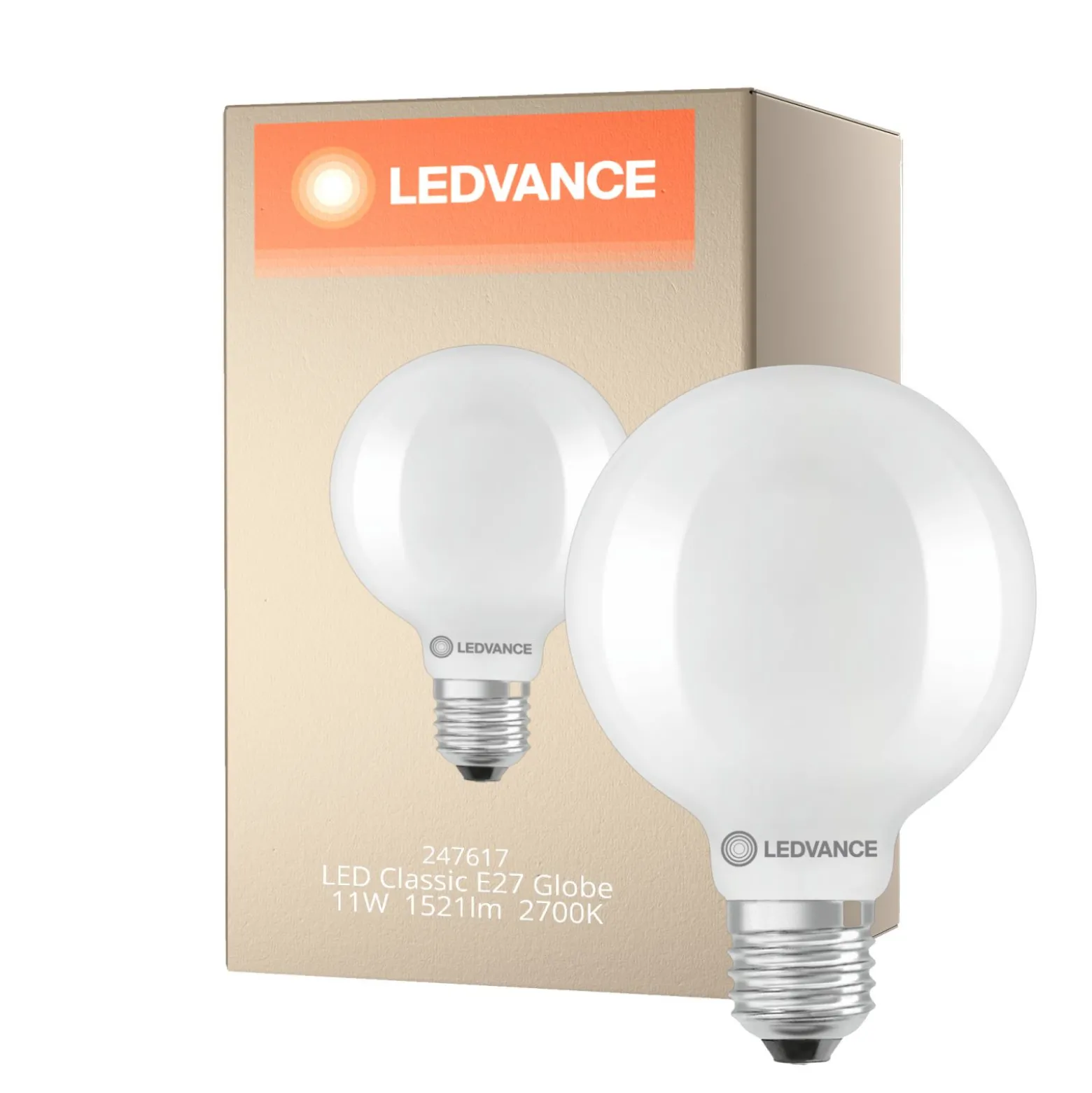 Ledvance LED Classic E27 Globe Matt 11W 1521lm - 827 Extra Varm Vit | Dimbar - Ersättare 100W