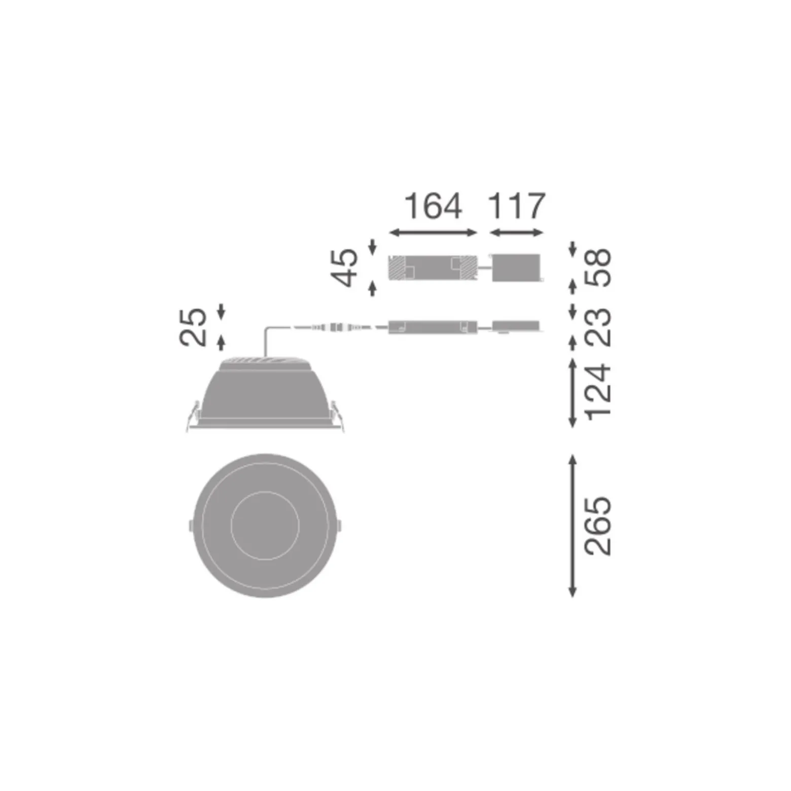 Ledvance LED Downlight Comfort High Efficiency D Aluminium Vit 36W 4860lm 55D - 830 Varm Vit | 265mm - Utskärning 250mm - Dali Dimbar