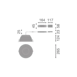 Ledvance LED Downlight Comfort High Efficiency D Aluminium Vit 36W 5200lm 55D - 840 Kallvit | 265mm - Utskärning 250mm - Dali Dimbar