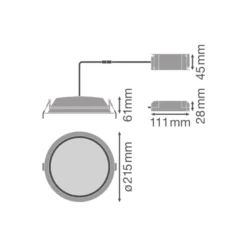 Ledvance LED Downlight DN200 Vit 35W 3150lm - 865 Dagsljus | 215m - Utskärning 200mm - IP44
