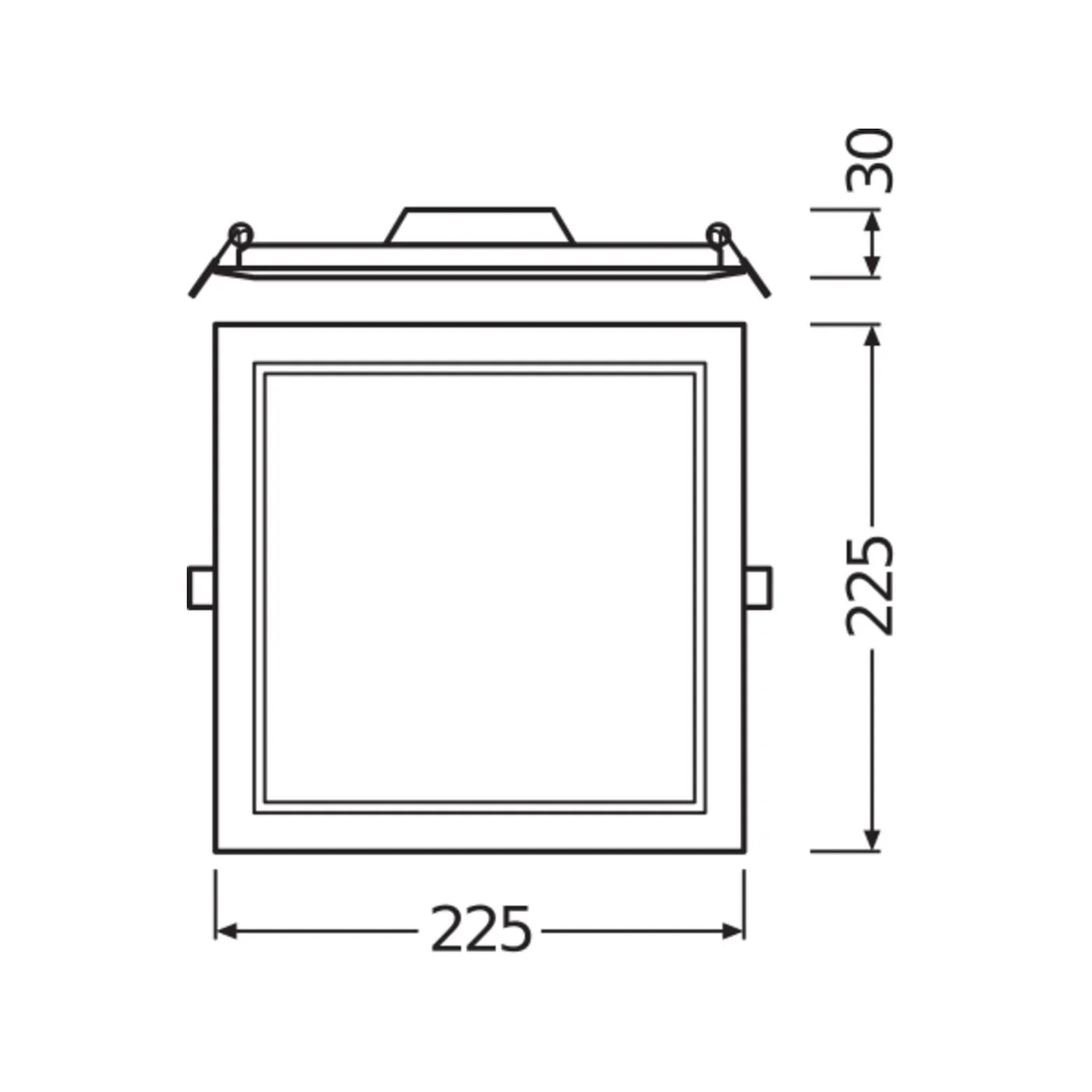Ledvance LED Downlight Slim Fyrkant SQ210 18W 1530lm 120D - 865 Dagsljus