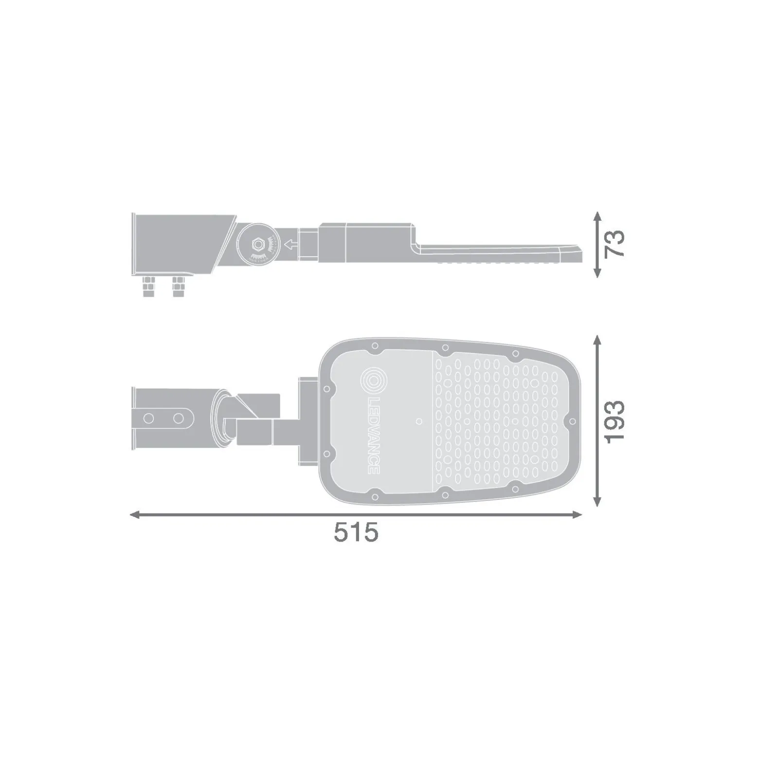Ledvance LED gatubelysning Area Value Medium SPD Aluminium Grå 65W 8450lm 160x58D - 730 Varm Vit | IP66 - Symmetrisk