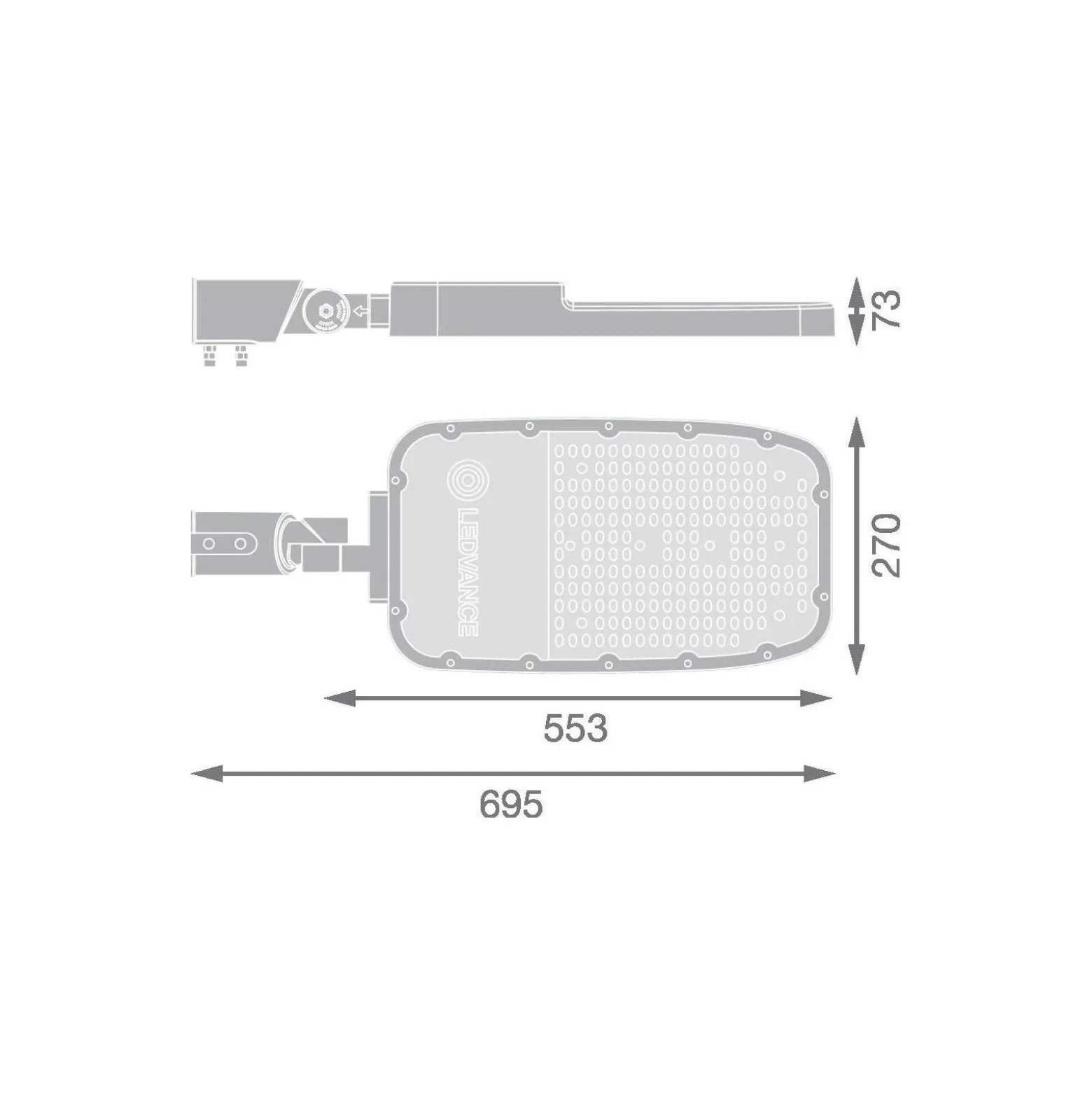 Ledvance LED Gatubelysning Area Extra Large RV35ST Aluminium Grå 150W 20250lm 155X69D - 740 Kallvit | IP66 - Asymmetrisk